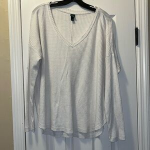 Long sleeve waffle knit top